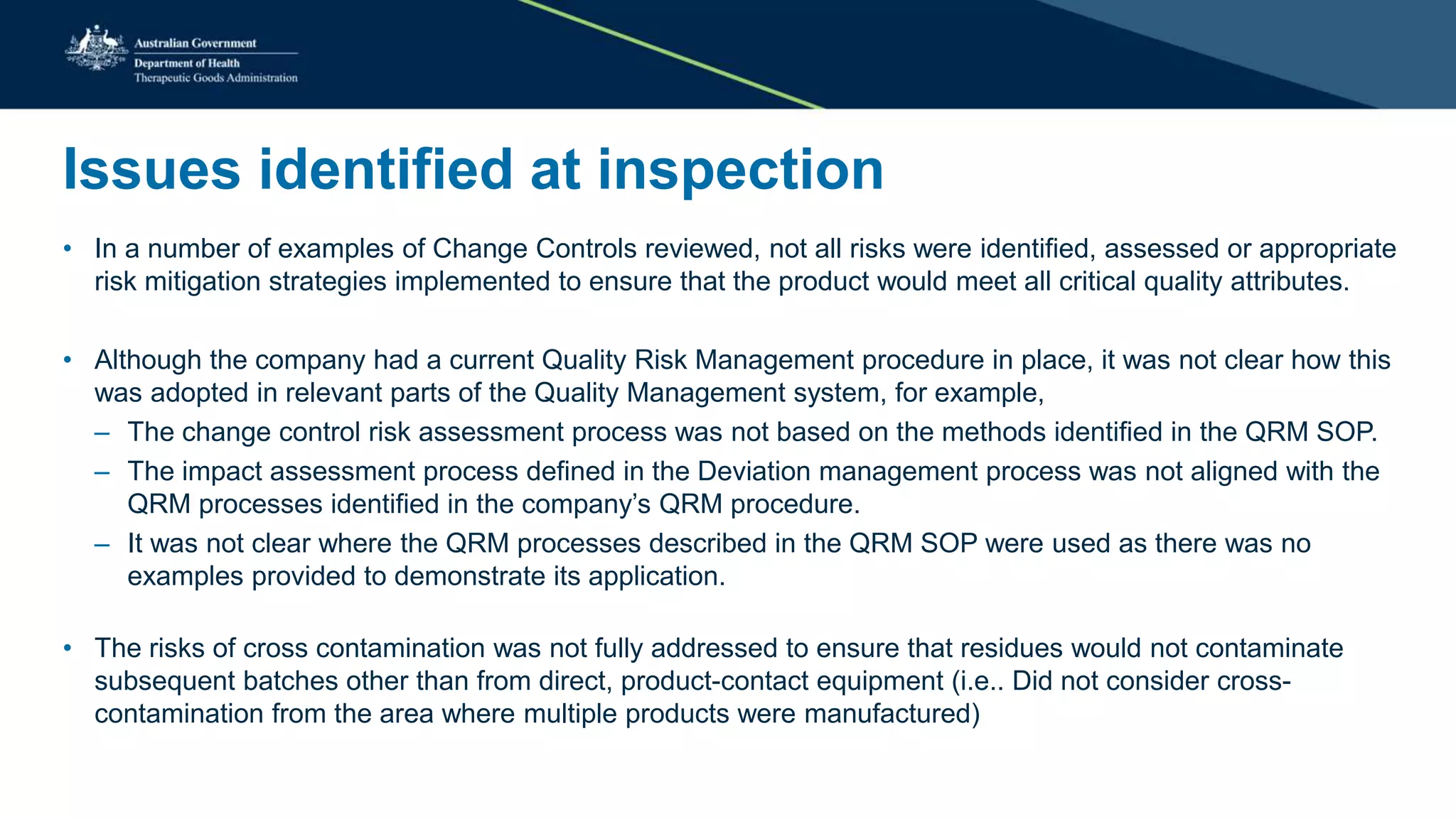 Manufactured Risks Presentation: Quality risk management issues | PPTX
