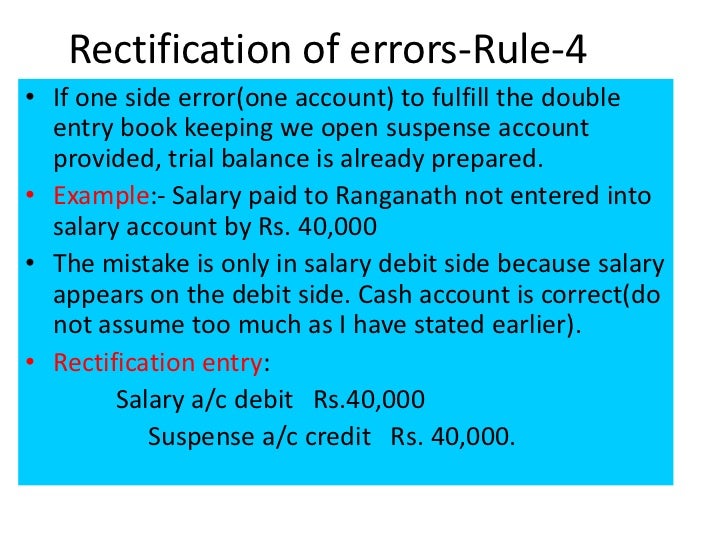 Rectification of errors