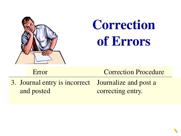 Correct the errors. Error correction. the corrections. errors and omissions. ledger error.