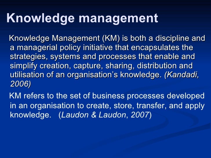Role Of Knowledge Management In The Decision Making
