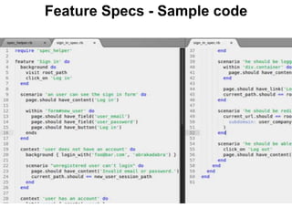 Feature Specs - Sample code
 