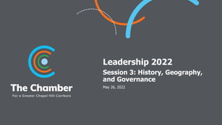 Leadership 2022
Session 3: History, Geography,
and Governance
May 26, 2022
 