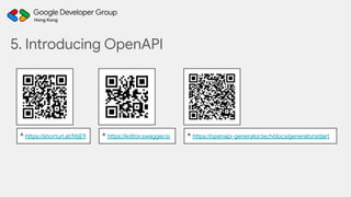 ^ https://shorturl.at/NtjE9 ^ https://editor.swagger.io ^ https://openapi-generator.tech/docs/generators/dart
5. Introducing OpenAPI
 
