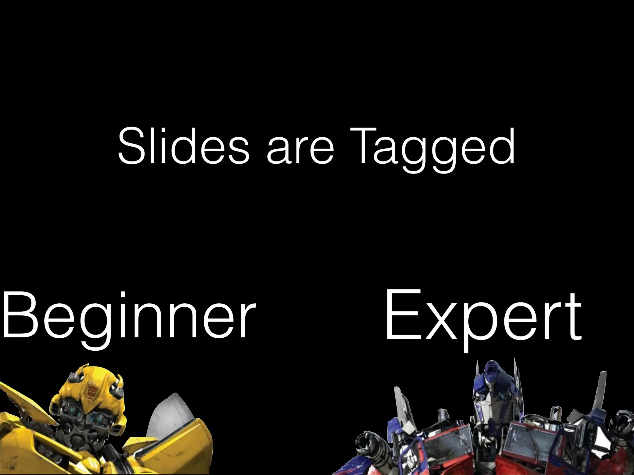 Slides are Tagged

Beginner

Expert

 