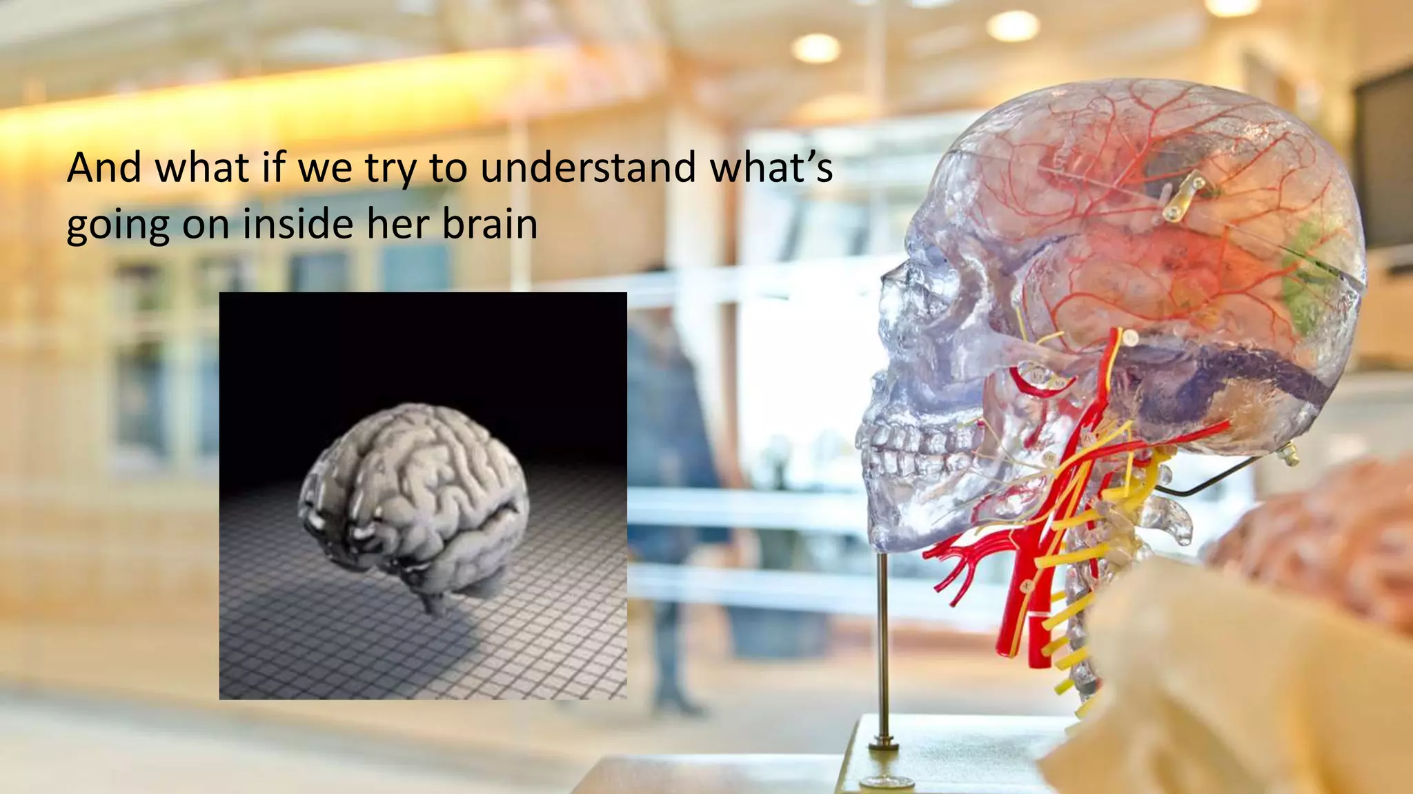 And what if we try to understand what’s
going on inside her brain
 