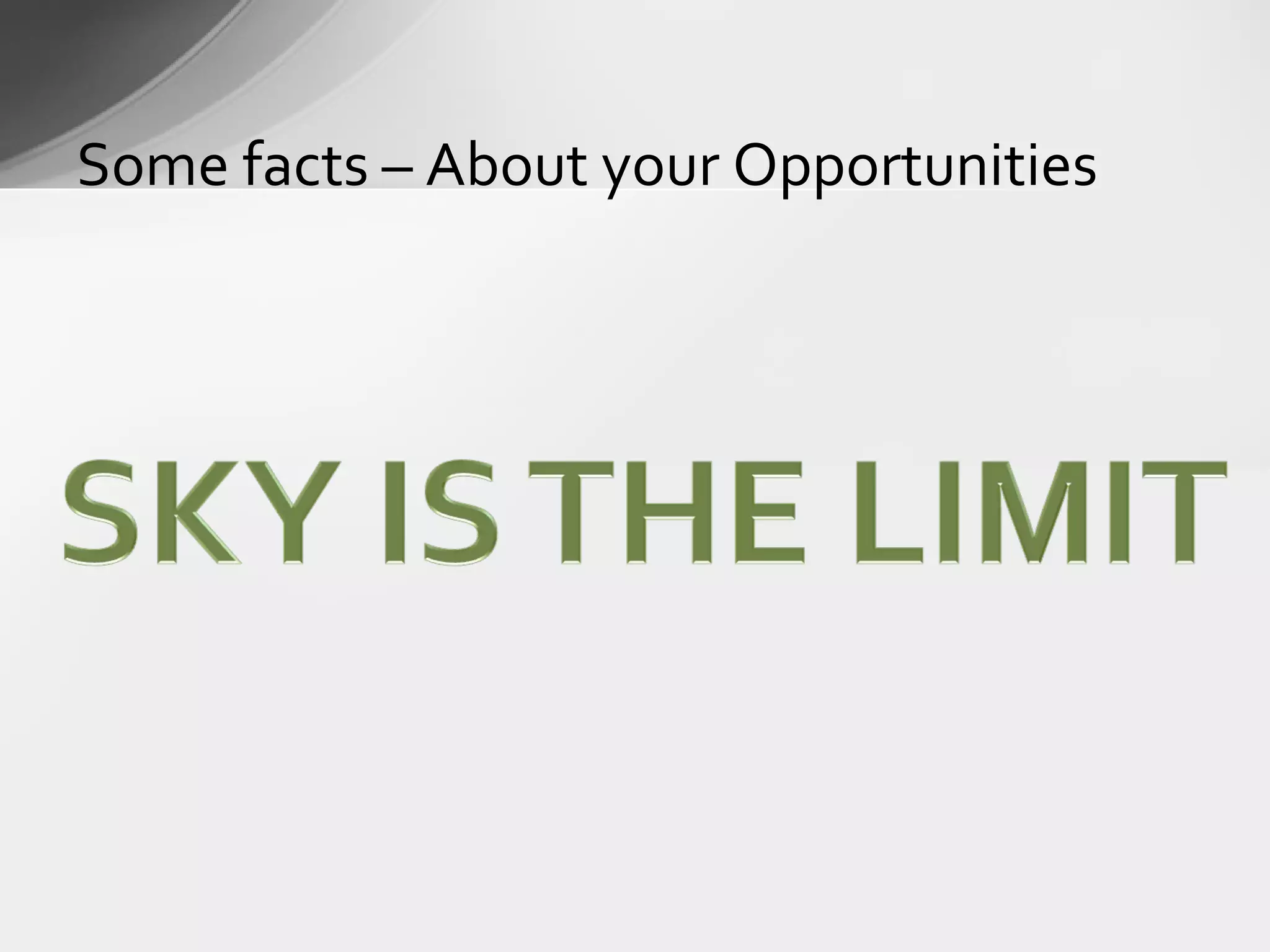 Some facts – About your Opportunities
