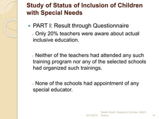 Presentation status of inclusion of children with special needs and ...