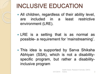 Presentation status of inclusion of children with special needs and ...