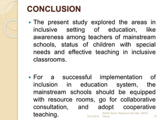 Presentation status of inclusion of children with special needs and ...