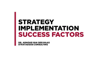 STRATEGY IMPLEMENTATION
SUCCESS FACTORS
9 KEY SUCCCESS FACTORS FOR STRATEGY IMPLEMENTATION
STRATAEGOS.COM
 
