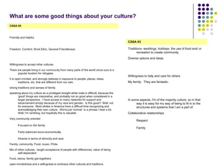 What are some good things about your culture?