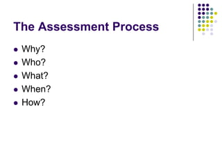 The Assessment ProcessWhy?Who?What?When?How?