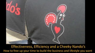 Effectiveness, Efficiency and a Cheeky Nando’s
How to free up your time to build the business and lifestyle you want
 