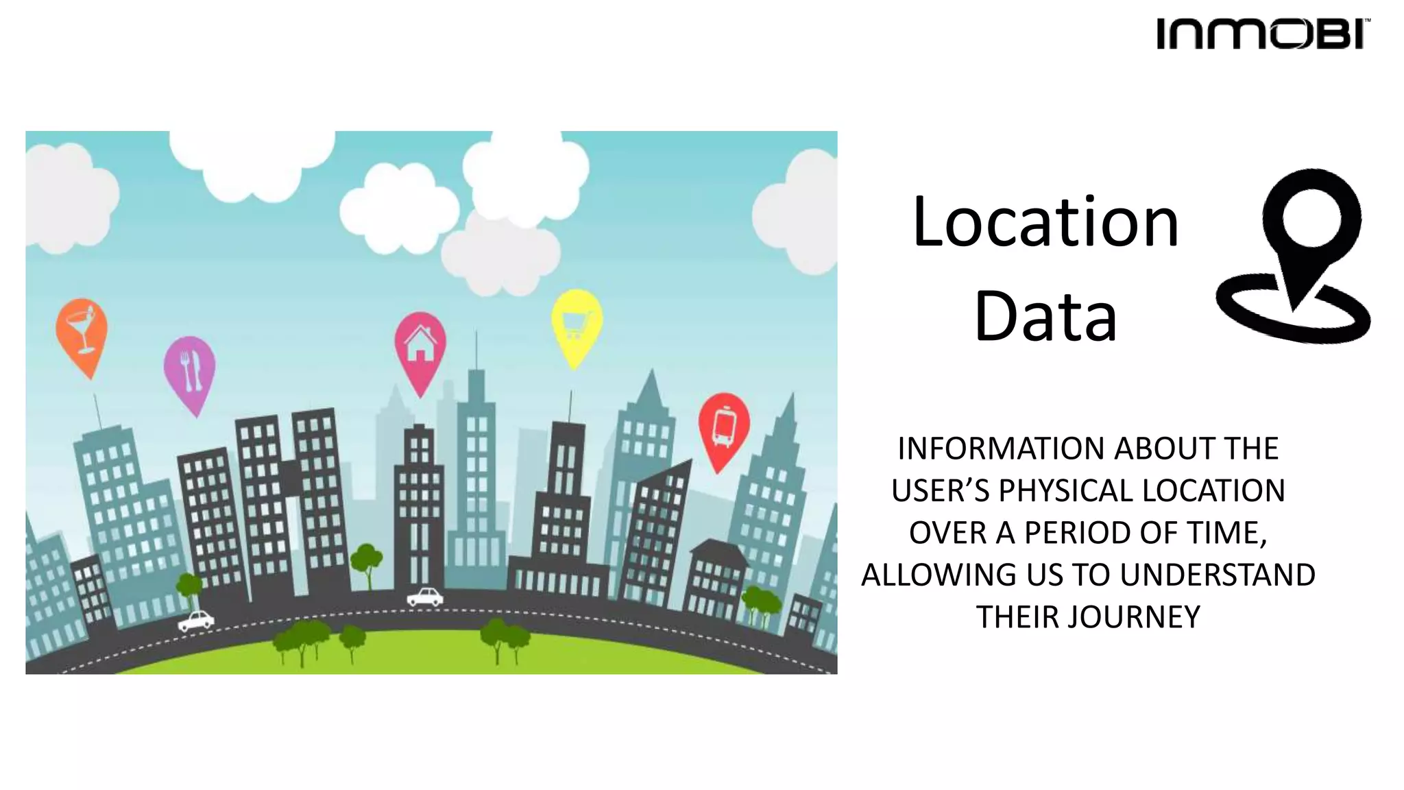 Location
Data
INFORMATION ABOUT THE
USER’S PHYSICAL LOCATION
OVER A PERIOD OF TIME,
ALLOWING US TO UNDERSTAND
THEIR JOURNEY
 