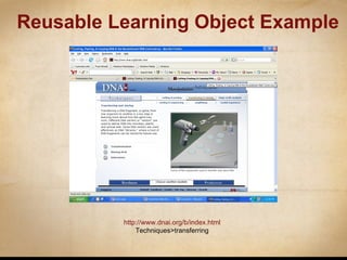 Reusable Learning Object Example http://www.dnai.org/b/index.html Techniques>transferring 