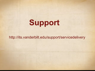 Support http://its.vanderbilt.edu/support/servicedelivery 