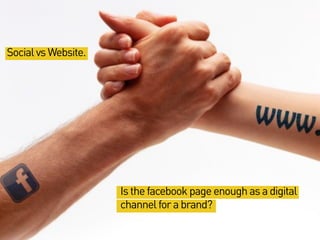 Social vs Website.




                     Is the facebook page enough as a digital
                     channel for a brand?
 