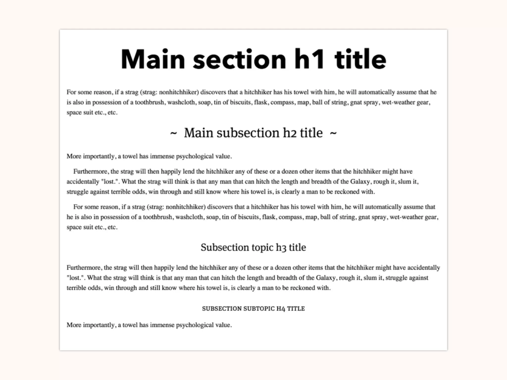 Keep a clear hierarchy by
using different font sizes,
type faces and variants.
 