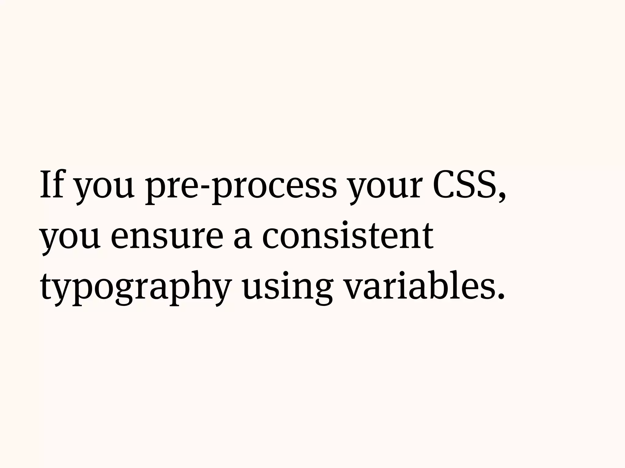 /* baseline = 24px */
body {
font-size: 16px;
line-height: 24px; /* baseline */
}
.article-title {
font-size: 32px;
line-height: 48px; /* 2 × baseline */
}
.article-excerpt {
font-size: 18px;
line-height: 24px; /* baseline */
}
img {
max-height: 312px; /* 13 × baseline */
}
p {
margin-bottom: 12px; /* 0.5 × baseline */
}
 
