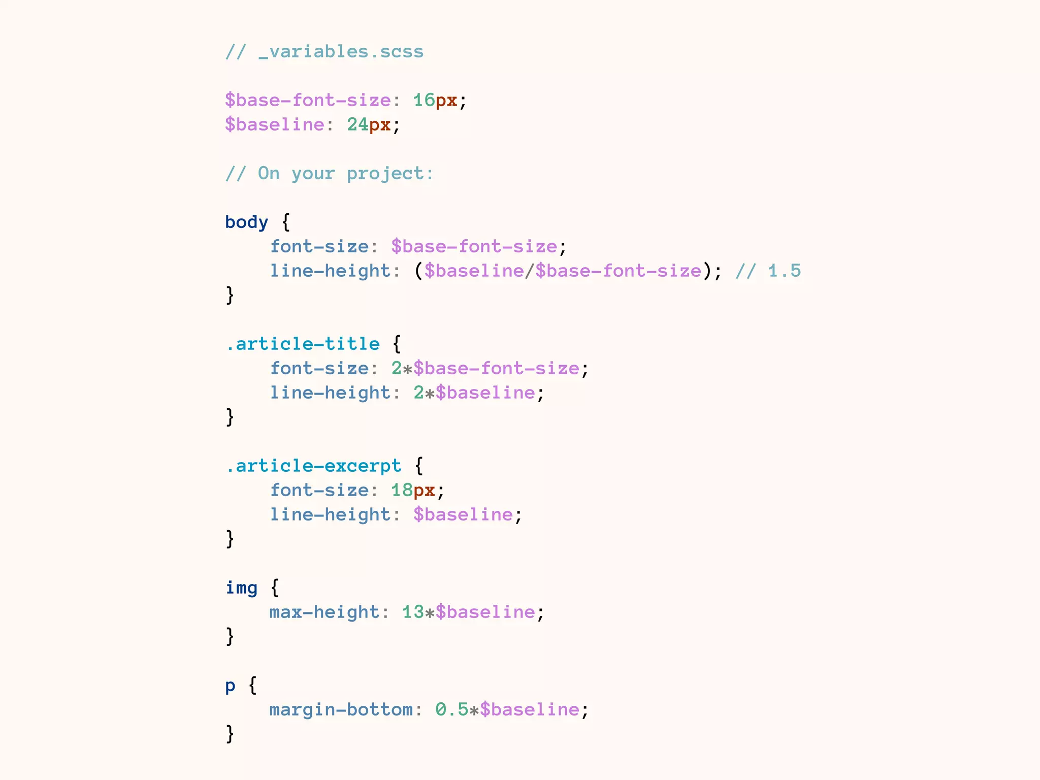 If you pre-process your CSS,
you ensure a consistent
typography using variables.
 