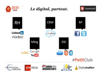 Le digital, partout.

RH

CRM

Mktg

RP

DSI

 