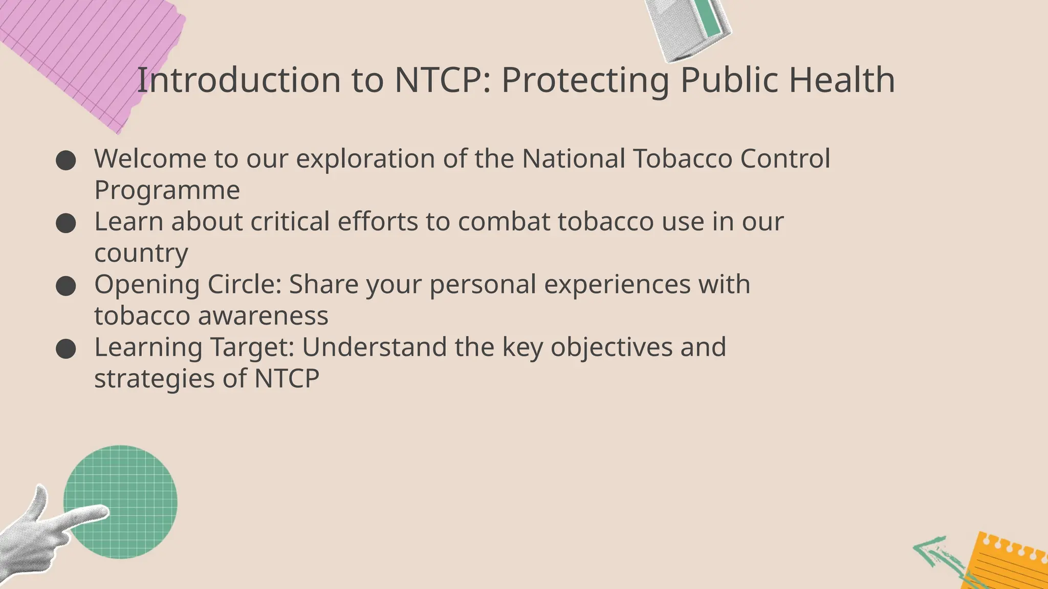 National Tobacco control programme NTCP