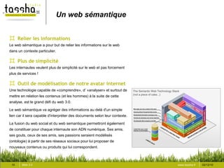 Un web sémantique


      Relier les informations
Le web sémantique a pour but de relier les informations sur le web
dans ...