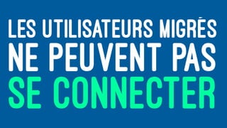 LES UTILISATEURS MIGRÉS
NE PEUVENT PAS
SE CONNECTER
 