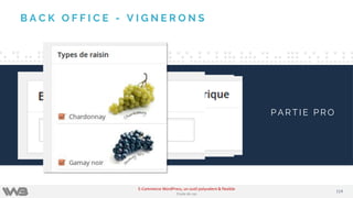 B A C K O F F I C E - V I G N E R O N S
P A R T I E P R O
114114
E-Commerce WordPress, un outil polyvalent & flexible
Etude de cas
 
