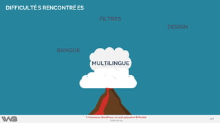 BANQUE
DESIGN
FILTRES
MULTILINGUE
DIFFICULTÉ S RENCONTRÉ ES
117117
E-Commerce WordPress, un outil polyvalent & flexible
Etude de cas
 