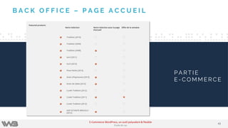 B A C K O F F I C E – P A G E A C C U E I L
P A R T I E
E - C O M M E R C E
4343
E-Commerce WordPress, un outil polyvalent & flexible
Etude de cas
 