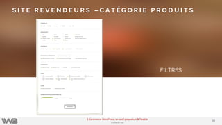 FILTRES
S I T E R E V E N D E U R S – C A T ÉG O R I E P R O D U I T S
5959
E-Commerce WordPress, un outil polyvalent & flexible
Etude de cas
 