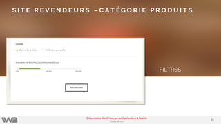 FILTRES
S I T E R E V E N D E U R S – C A T ÉG O R I E P R O D U I T S
6161
E-Commerce WordPress, un outil polyvalent & flexible
Etude de cas
 