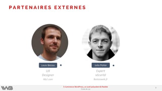 P A R T E N A I R E S E X T E R N E S
Louis Béziau
UX
Designer
46cl.com
Julio Potier
Expert
sécurité
Boiteaweb.fr
77
E-Commerce WordPress, un outil polyvalent & flexible
Etude de cas
 