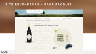 7373
E-Commerce WordPress, un outil polyvalent & flexible
Etude de cas
S I T E R E V E N D E U R S – P A G E P R O D U I T
 