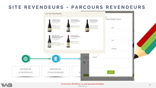 S I T E R E V E N D E U R S - P A R C O U R S R E V E N D E U R S
RECHERCHE
D’UN PRODUIT
RECHERCHE
D’UN VIGNERON
AJOUT
DANS SA LISTE
PRISE DE CONTACT
GLOBALE
7777
E-Commerce WordPress, un outil polyvalent & flexible
Etude de cas
 