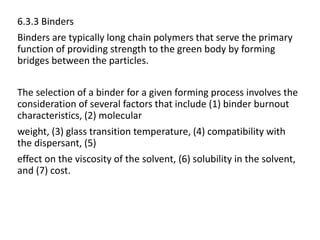 characterization of ceramic green body for specific objectives | PPTX