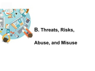 B. Threats, Risks,
Abuse, and Misuse
 