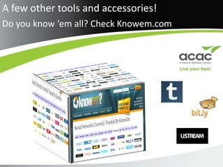 A few other tools and accessories!Do you know ‘em all? Check Knowem.com