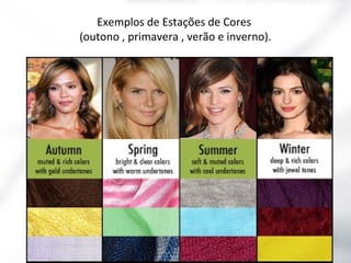 Exemplos de Estações de Cores
(outono , primavera , verão e inverno).
 