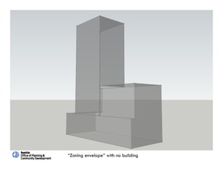 26
Floor Area Ratio (FAR)
“Zoning envelope” with no building
 
