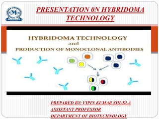PREPARED BY: VIPIN KUMAR SHUKLA
ASSISTANT PROFESSOR
DEPARTMENT OF BIOTECHNOLOGY
PRESENTATION 0N HYBRIDOMA
TECHNOLOGY
 