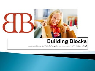 Building Blocks
An unique training tool that will change the way your employees think about selling!
 