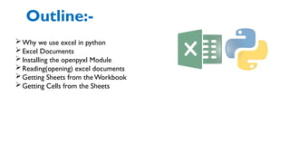 Working with Excel Spreadsheets in python .pptx