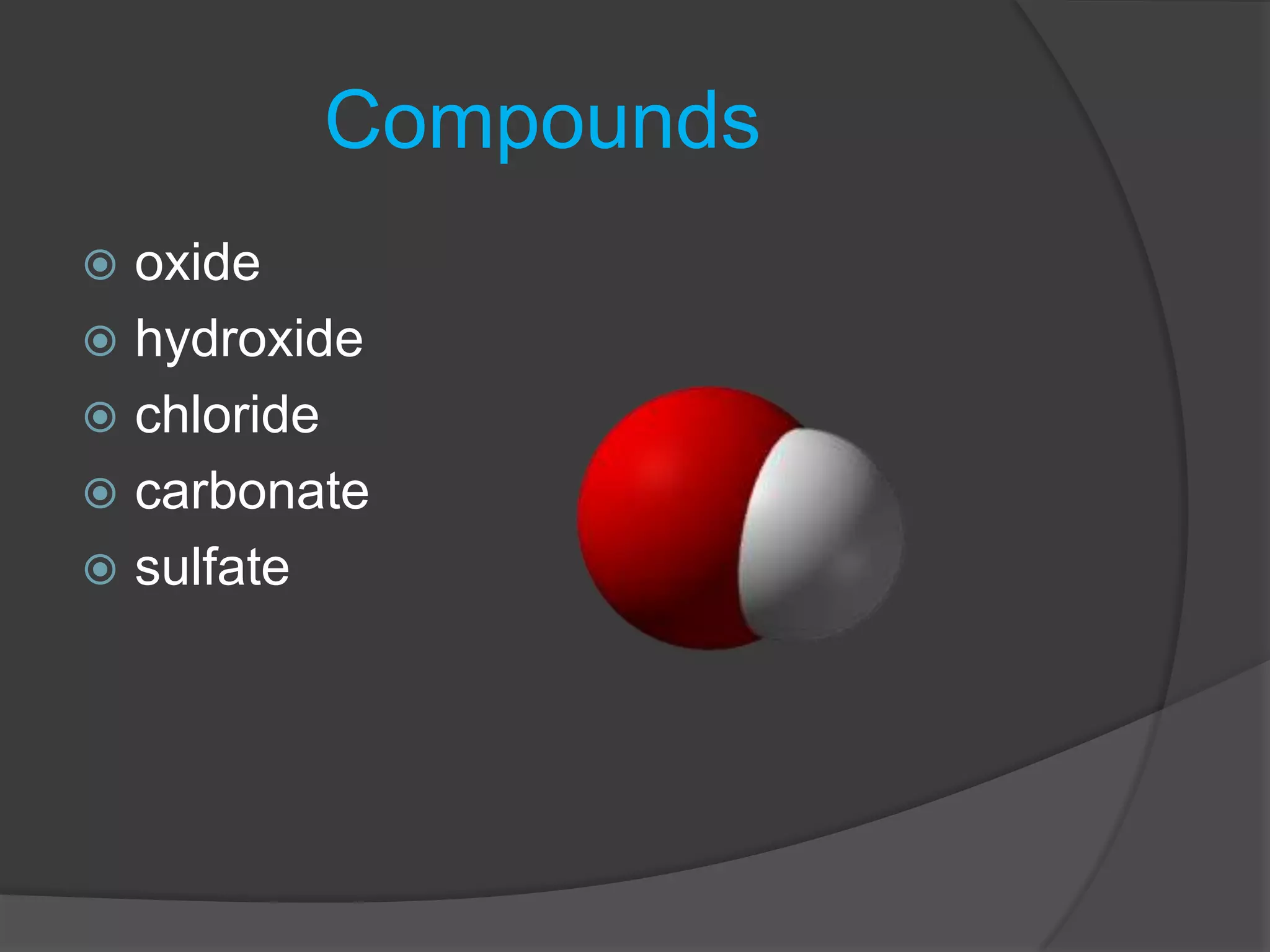 Compoundsoxidehydroxide chloridecarbonatesulfate 