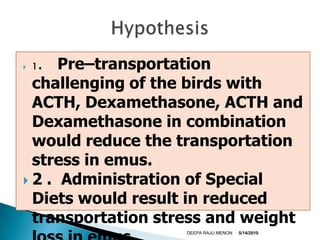 Behavioural parameters  Observation- scoring