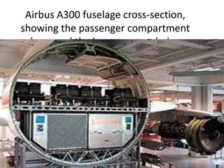 Airbus A300 fuselage cross-section, showing the passenger compartment above and the baggage area below. On 
