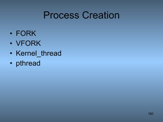 Process Creation FORK VFORK Kernel_thread pthread 