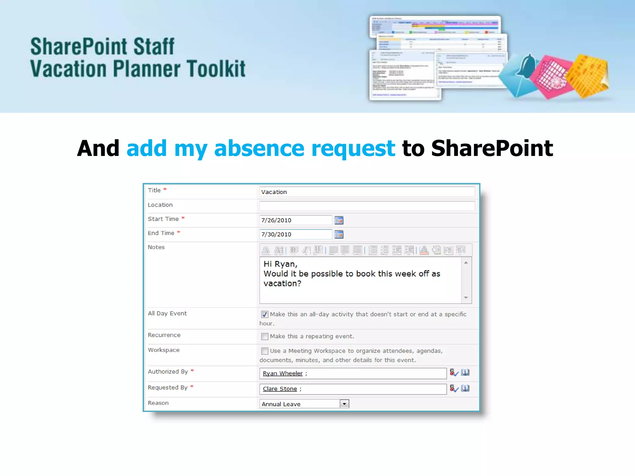 SharePoint Staff Vacation Planner | PPSX