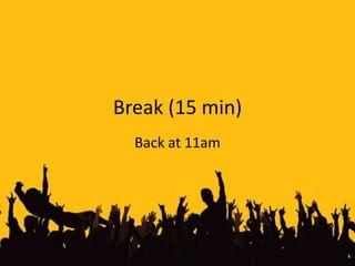 Break (15 min)Back at 11am